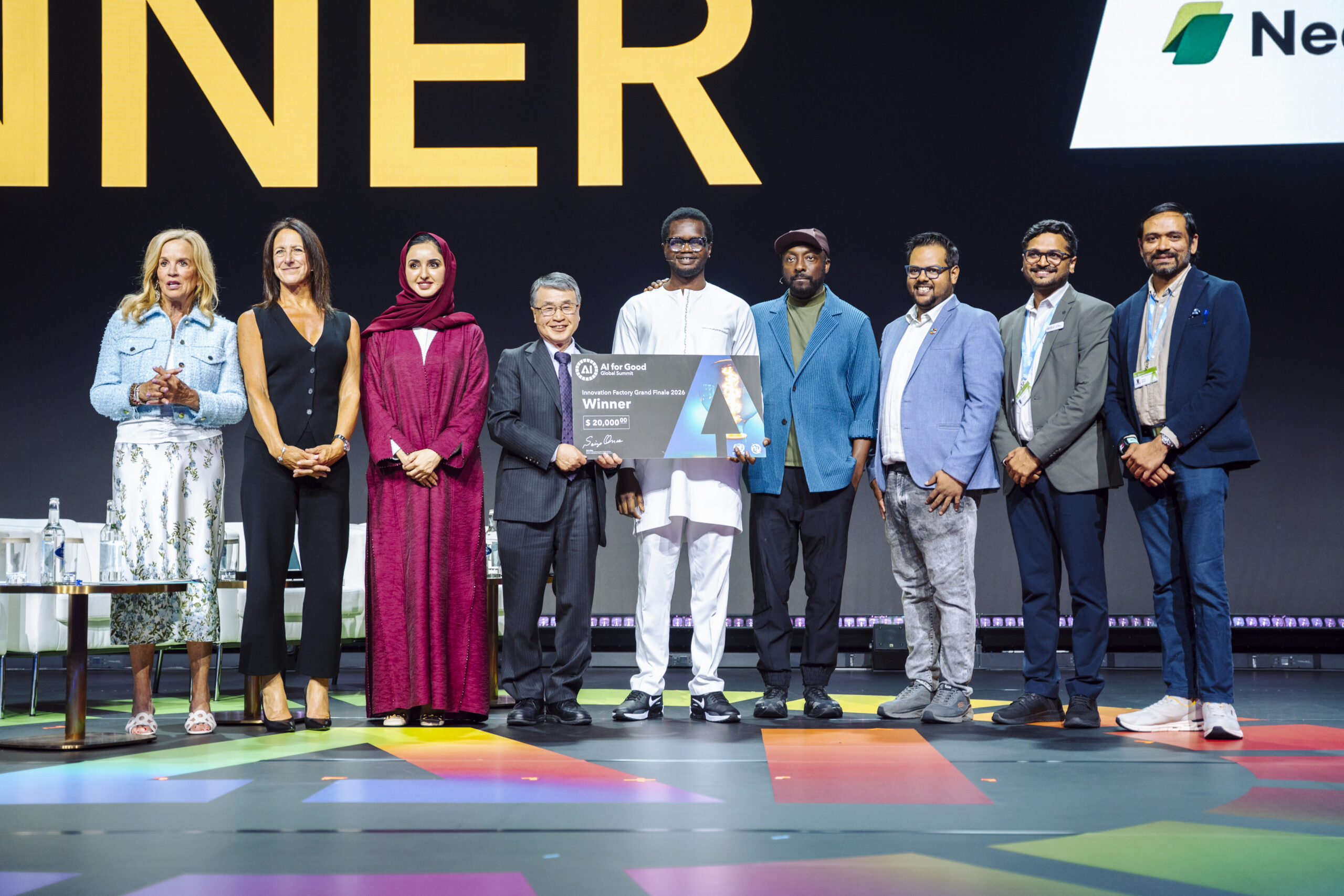Nearpays wins the AI for Good Innovation Factory 2026 as will.i.am surprises all three finalists with additional prize funding