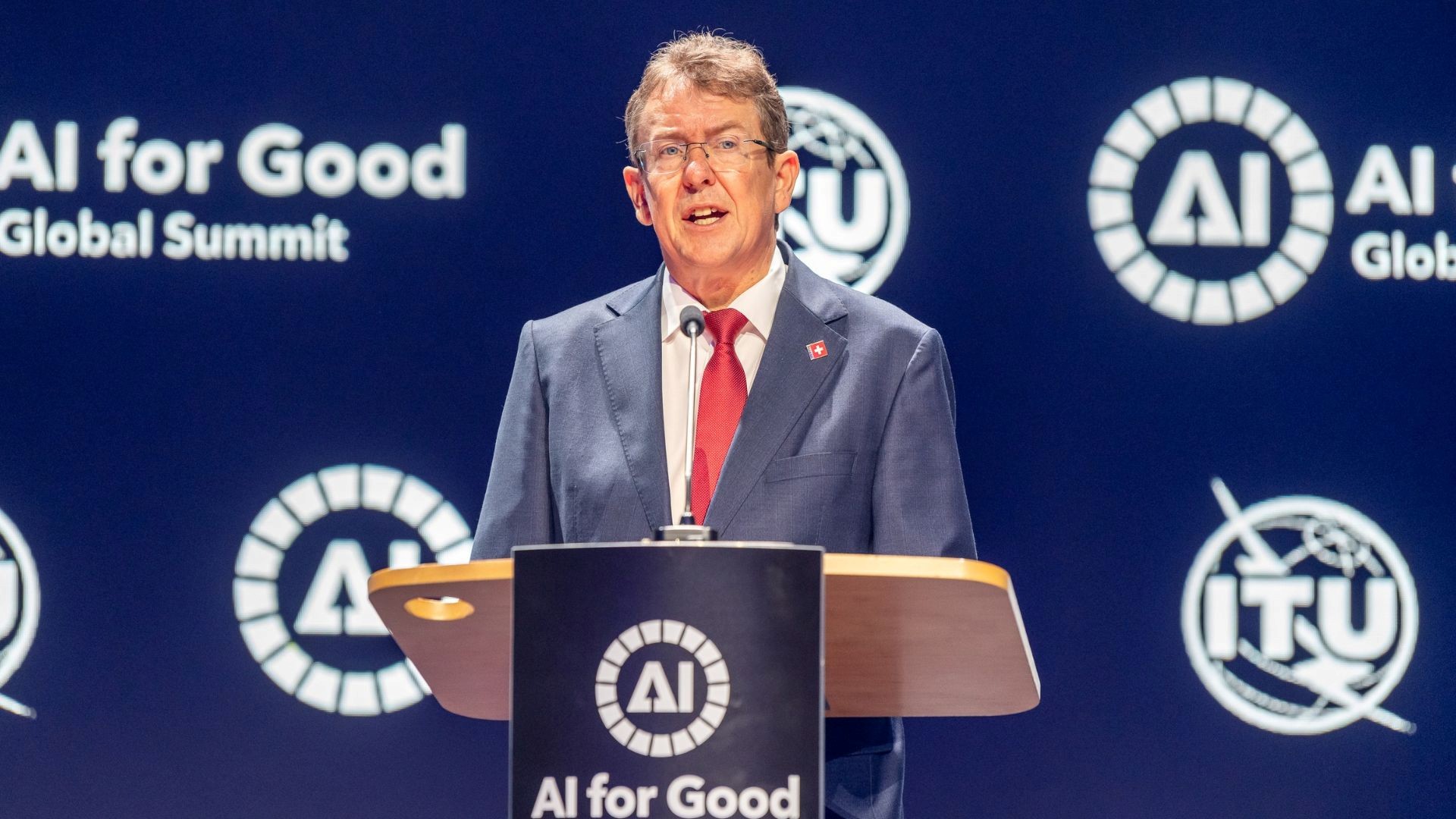 Federal Councillor Albert Rösti calls for open and collaborative AI innovation at the AI for Good Global Summit 2026